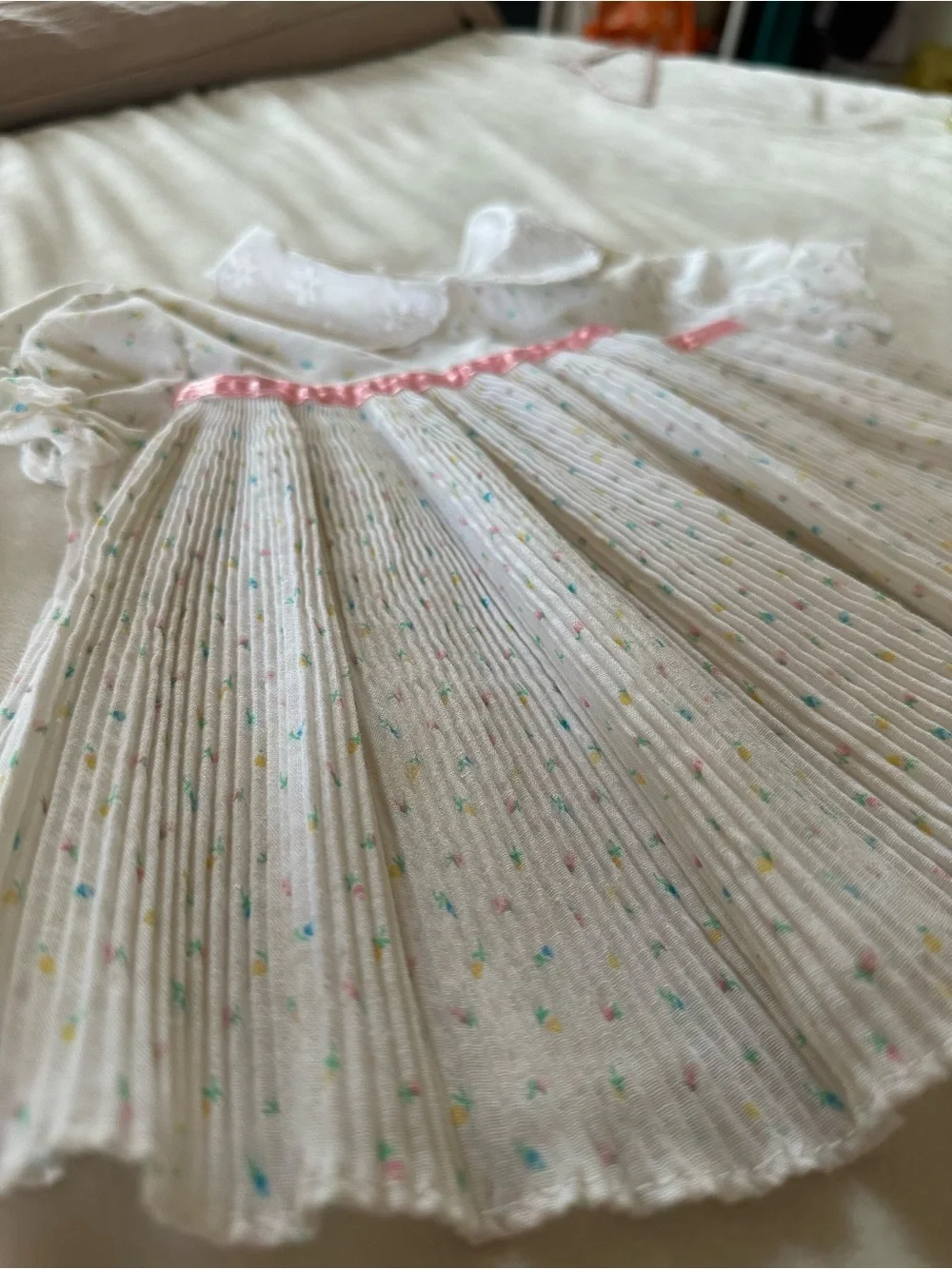 Vintage Roanna Togs Baby Girl Top & Bloomers 18M Floral Lace Peter Pan Collar